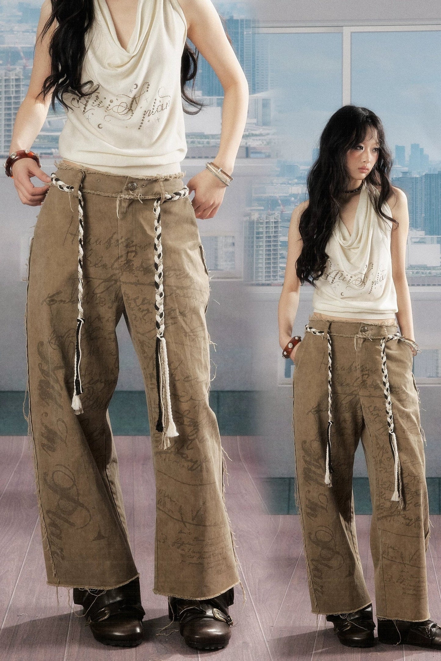 Pantalon droit imprimé
