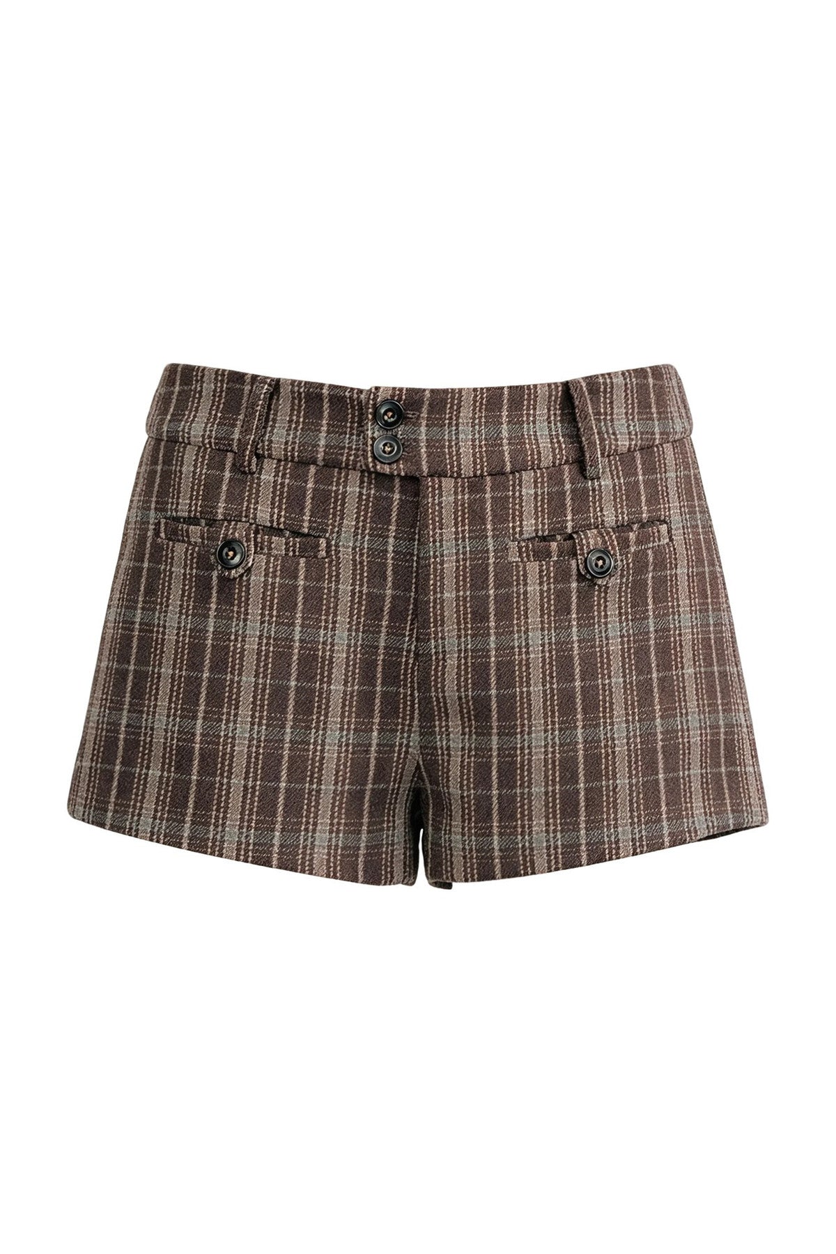 Classic Retro Plaid Woolen Straight Shorts