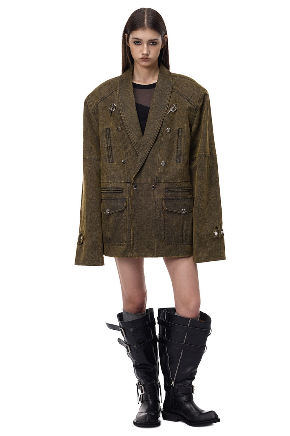 Y2K Oversized Double-Breasted Blazer