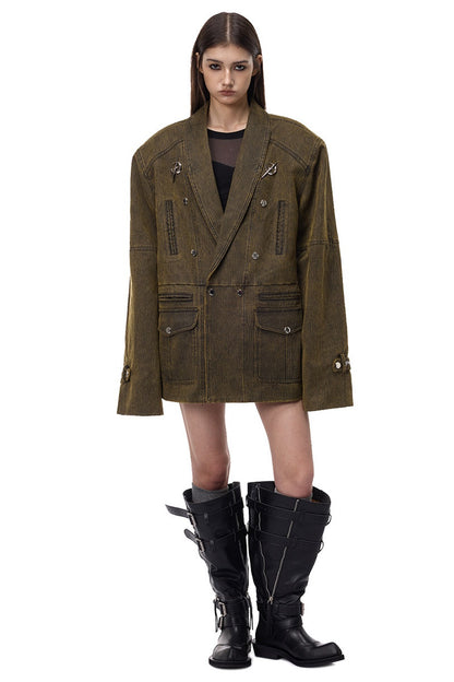 Y2K Oversized Double-Breasted Blazer