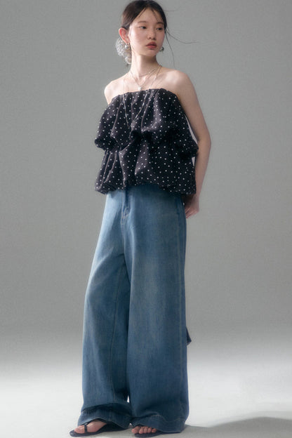 Retro Polka Dot Ruffle Cake Skirt