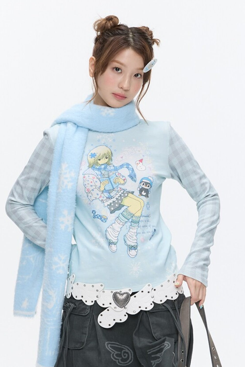 Octopus Grass Half-Turtleneck Top