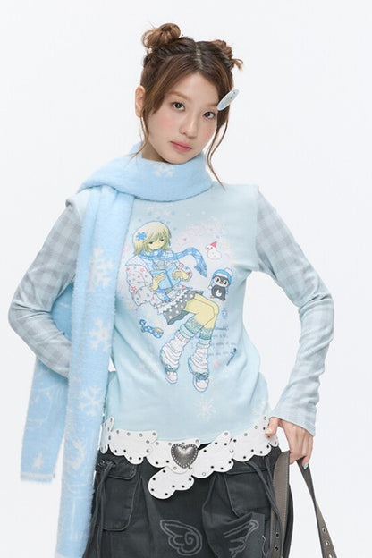 Octopus Grass Half-Turtleneck Top