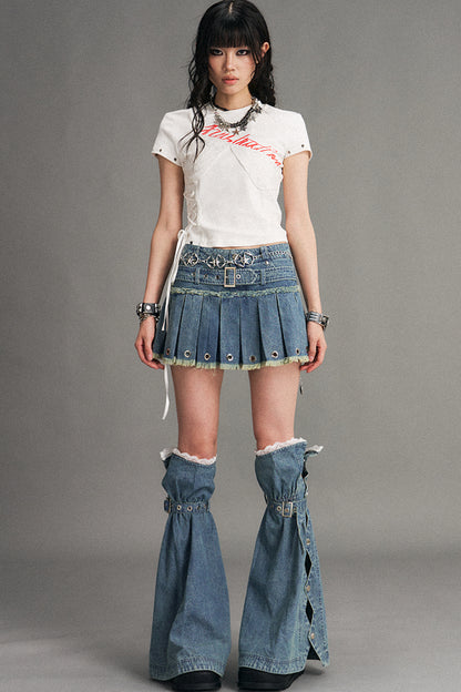 Gonna in denim plissettata rétro