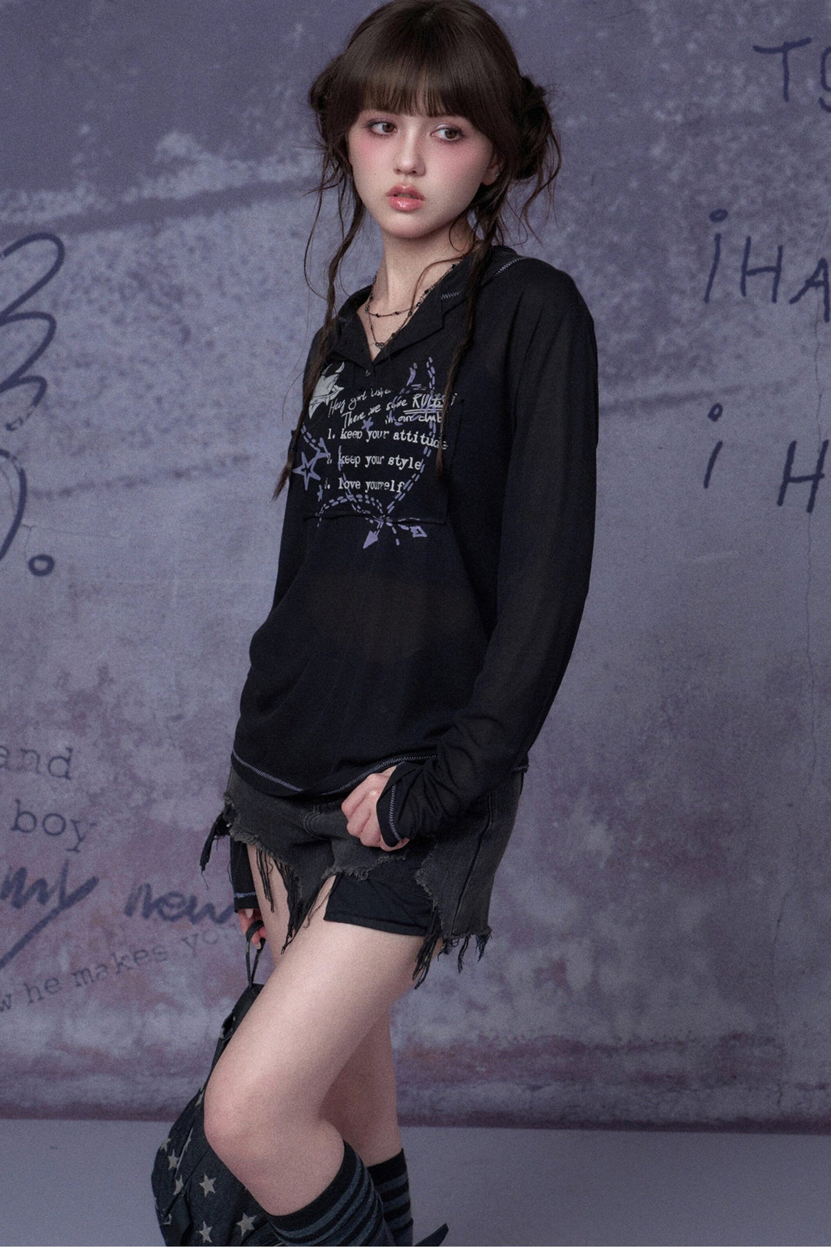 Dark Street Graffiti Mesh Hoodie