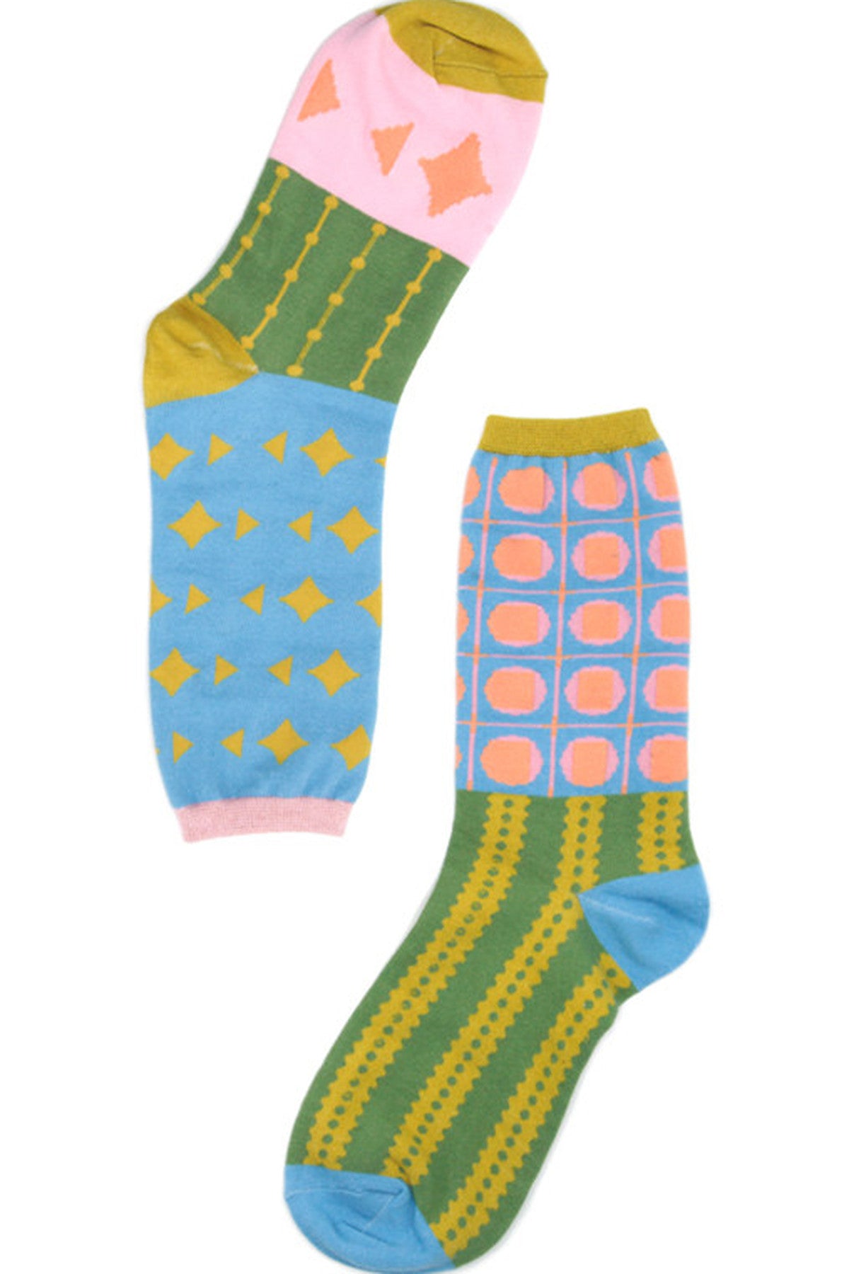 Asymmetric Geometric Jacquard Cotton Socks