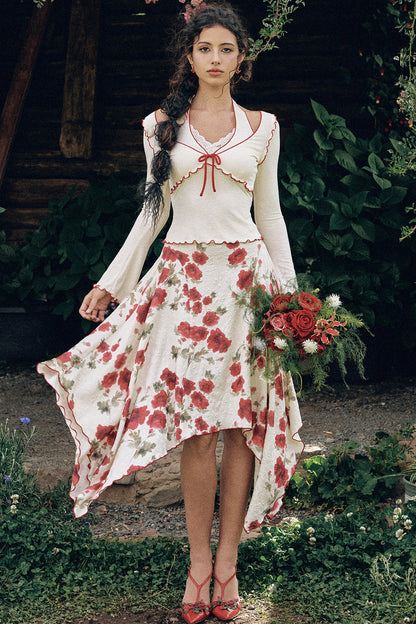 Rose Valley Floral Top and Skirt Set-Up
