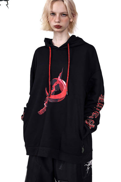 Electric Moon Diamond Drawstring Hoodie
