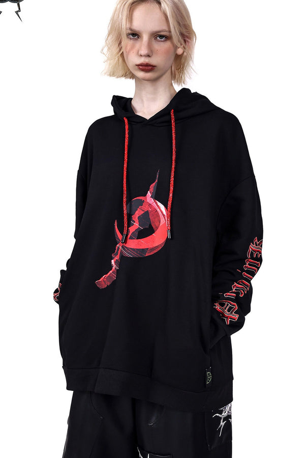 Electric Moon Diamond Drawstring Hoodie