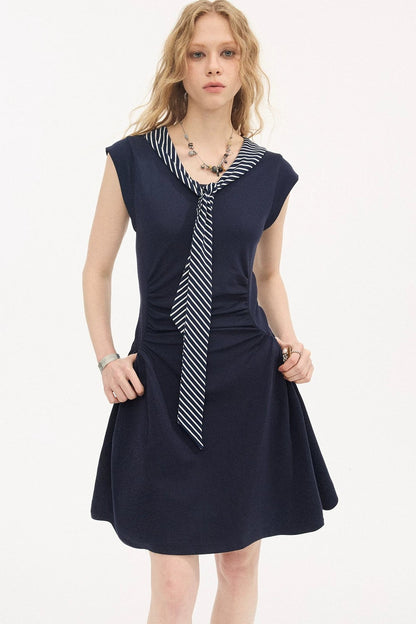V-Neck Flutter Sleeve Dress