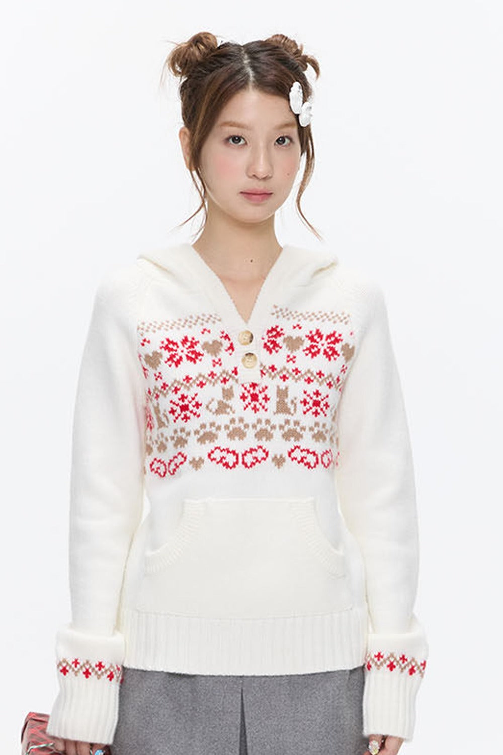 Fair Isle Knit Hoodie