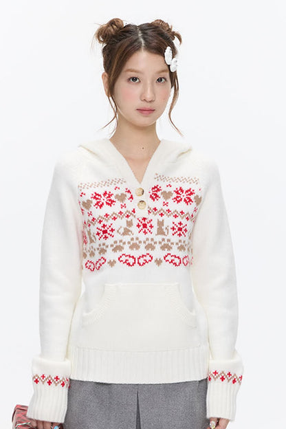 Fair Isle Knit Hoodie