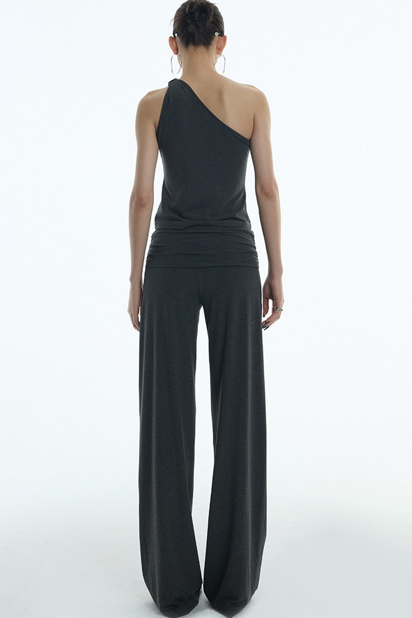Lyocell One-Shoulder Top And Pants Set-Up