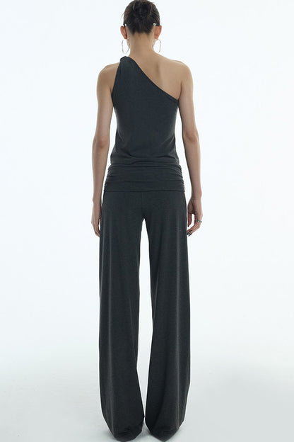 Lyocell One-Shoulder Top And Pants Set-Up