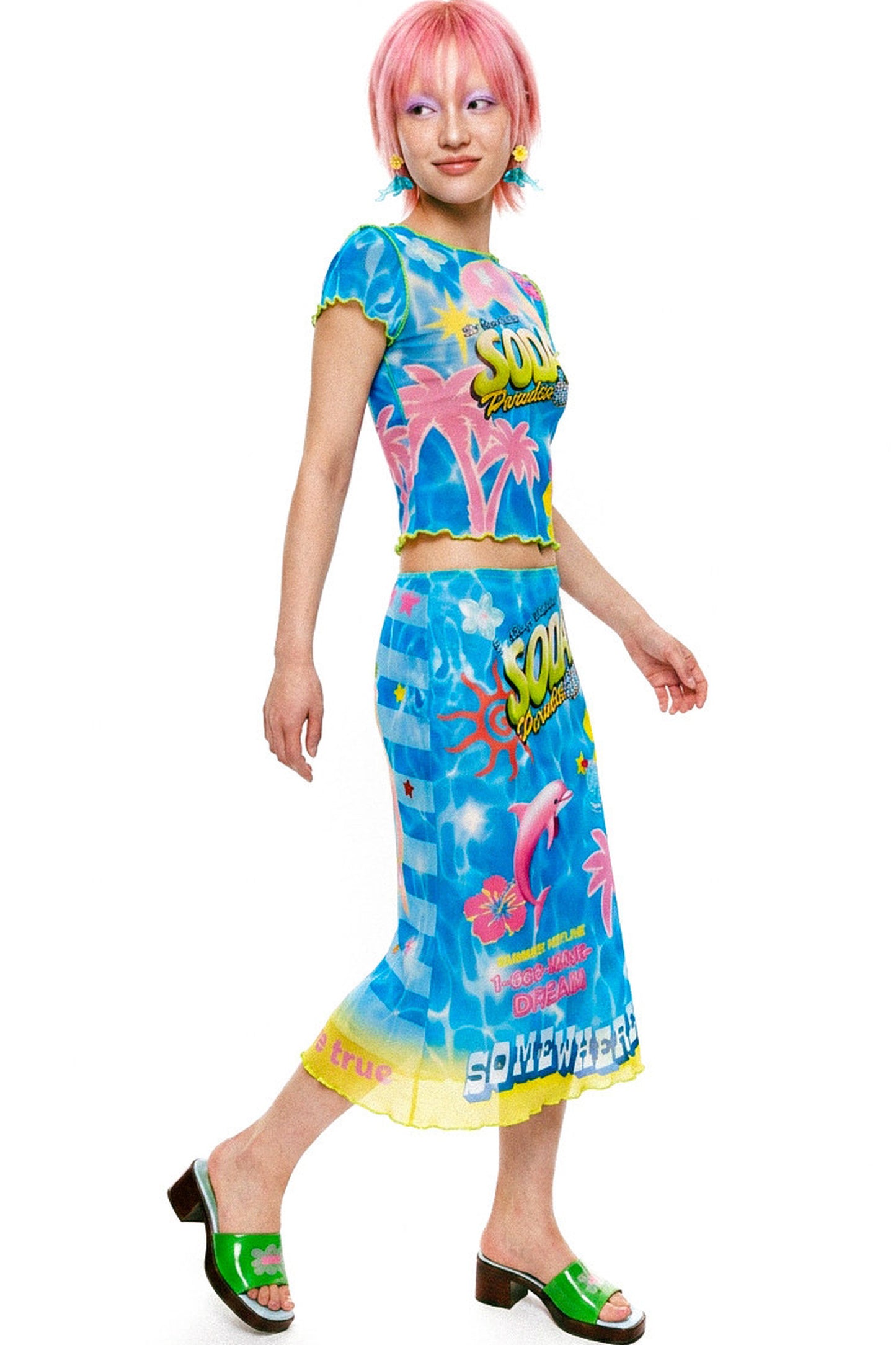 Dopamine Mesh Fishtail Skirt Set-Up