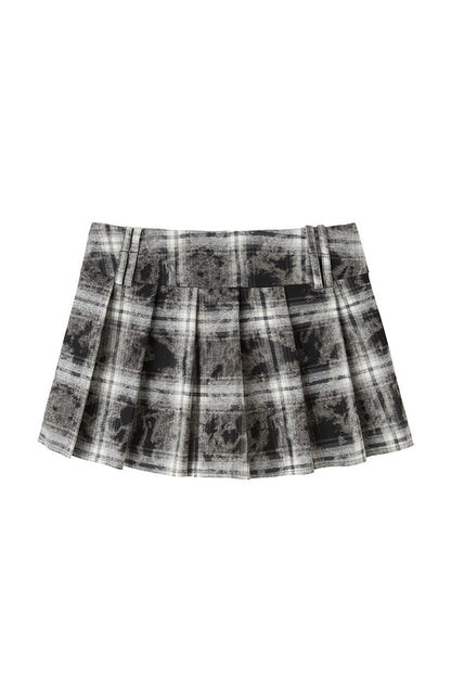 Plaid Shirt and Pleated Skirt Set-Up