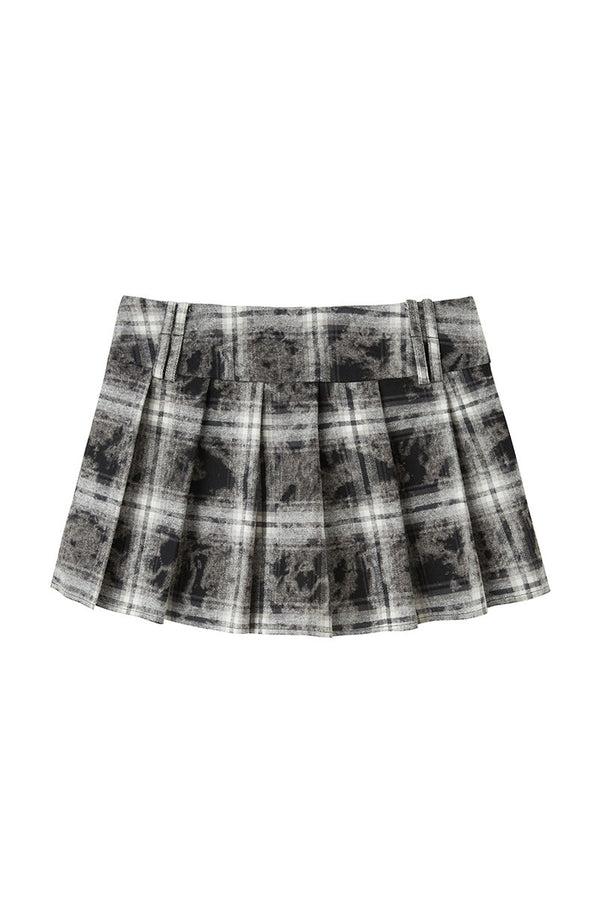 Plaid Shirt and Pleated Skirt Set-Up