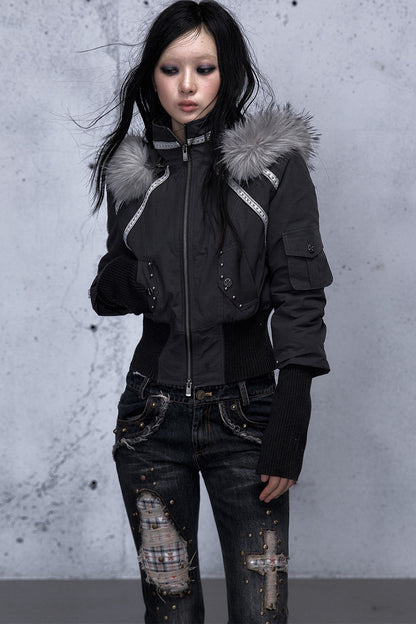 Hooded Fur Collar Parka Outer