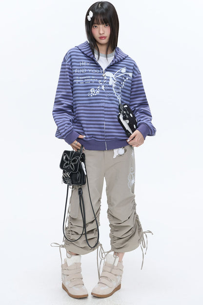 Butterfly Striped Zip Hoodie