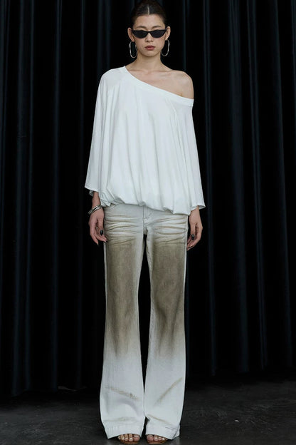 Blusa floreale con maniche a sbuffo e spalle scoperte