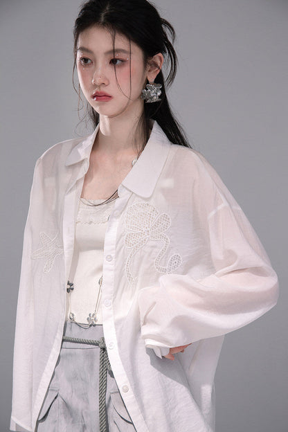 Translucent Silk Embroidered Blouse