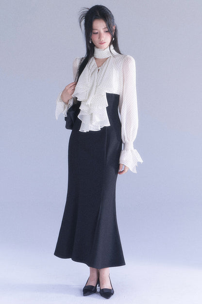 Polka High-Waisted Fishtail Dress