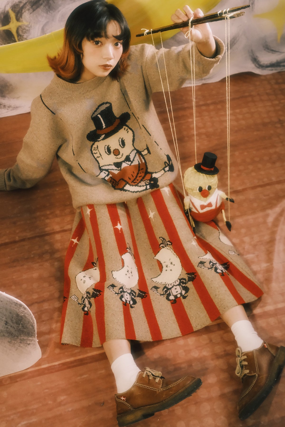 Fantasy Circus Peanut Puppet Star Knit Sweater