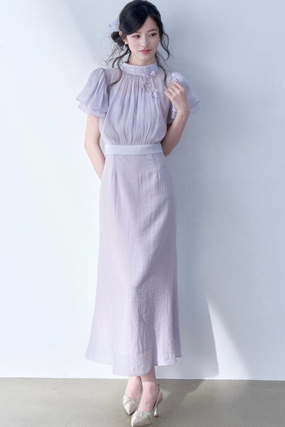 Floral Petal Flutter Sleeve Top Set-Up