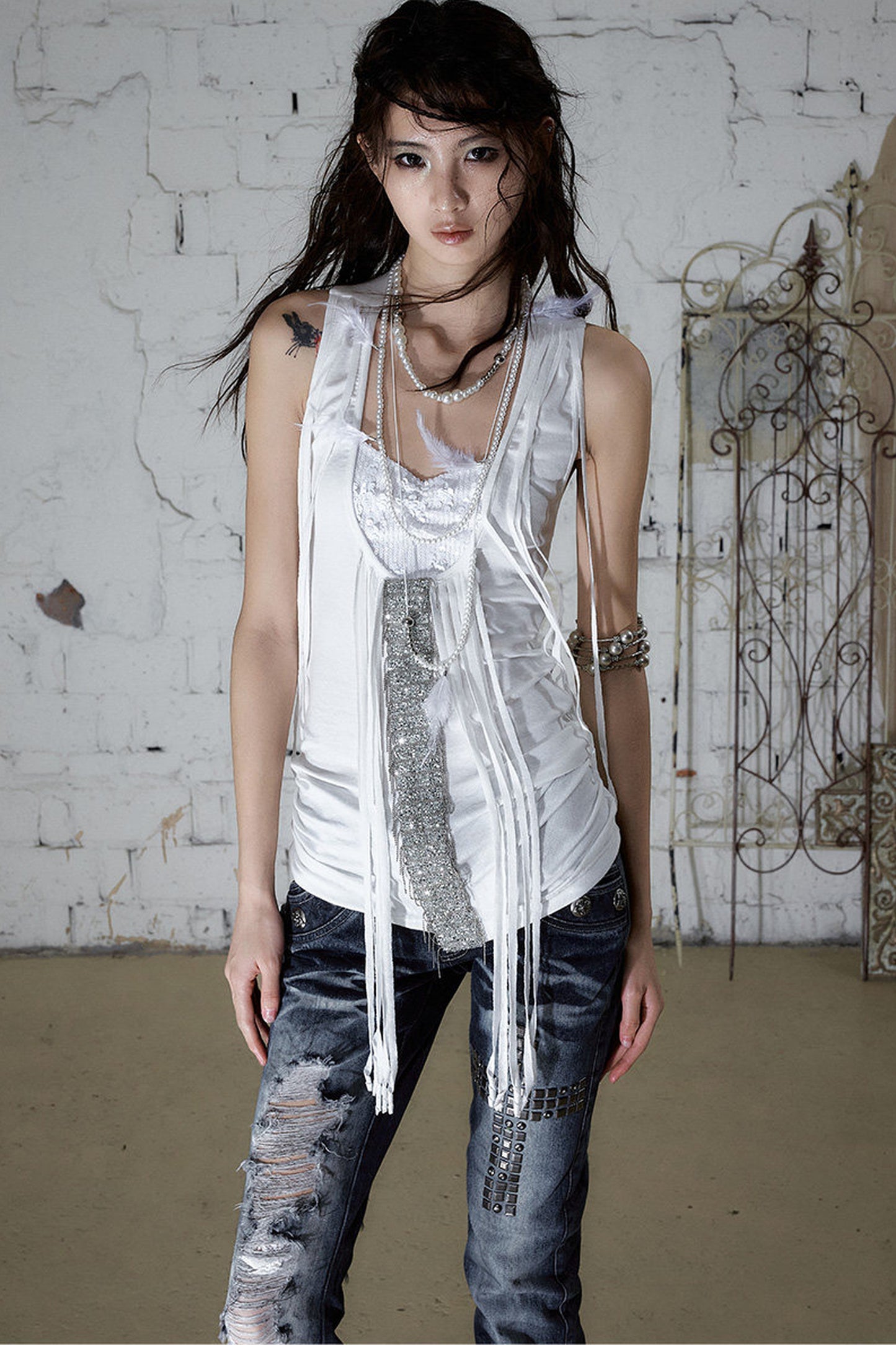 Sequin Rhinestone Halter Top
