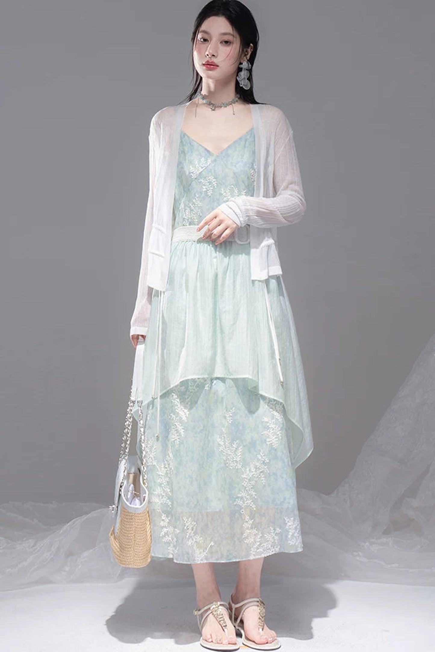 Slim Waist Jacquard Knit Cardigan