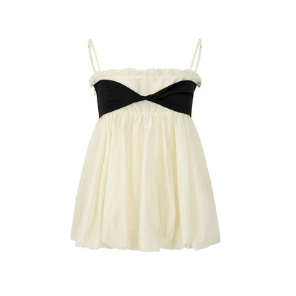 Tencel Knotted Strap Ruffle Tube Top