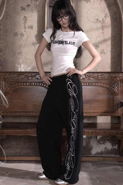 Silver Glitter Print Short T-Shirt