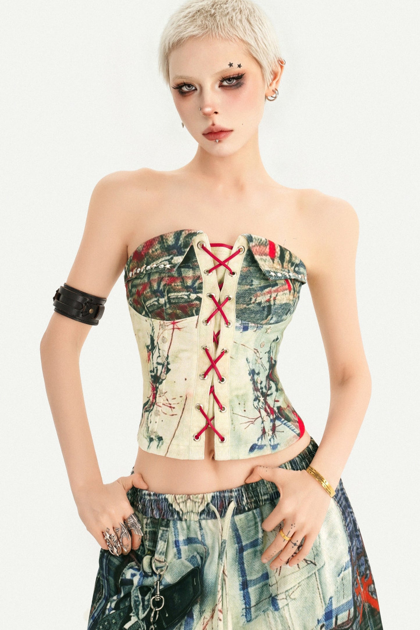 Printed Strapless Tube Top and Cropped Pants Set-Up