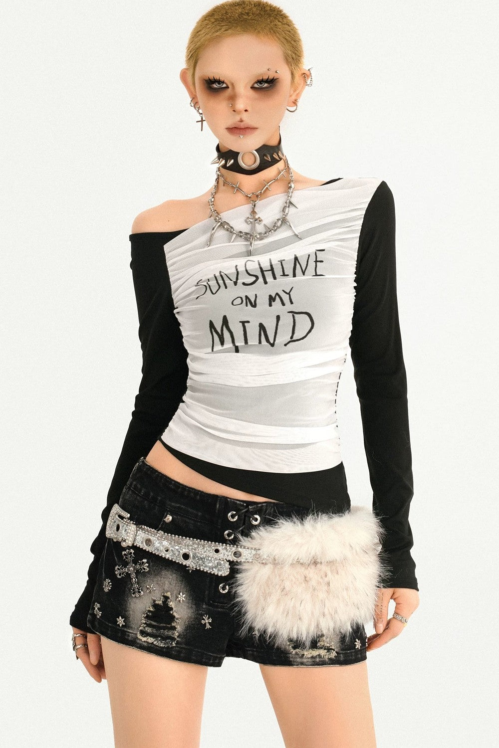 American Retro Long Sleeve Letter Print Top