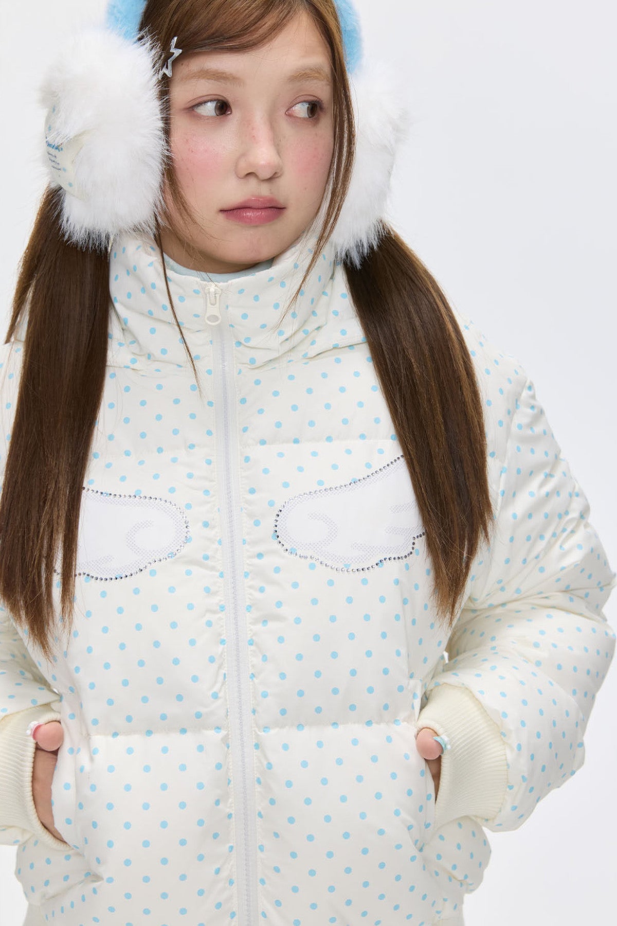 Hooded Polka Dot Down Jacket