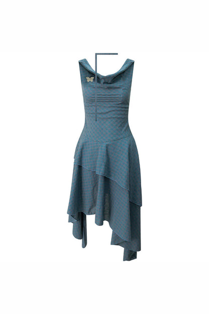 Dark Blue Plaid Swing Dress