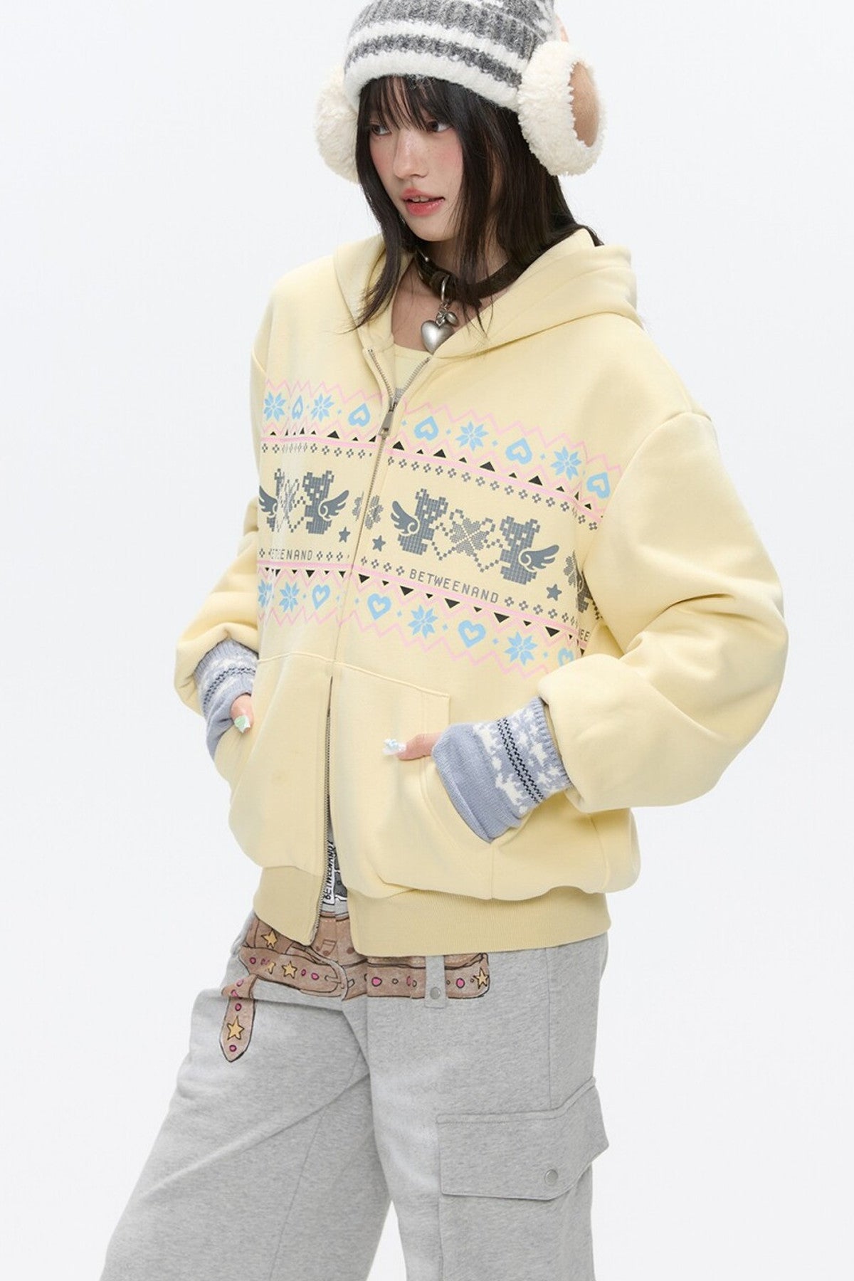 Yellow Bear Fair Isle Hoodie