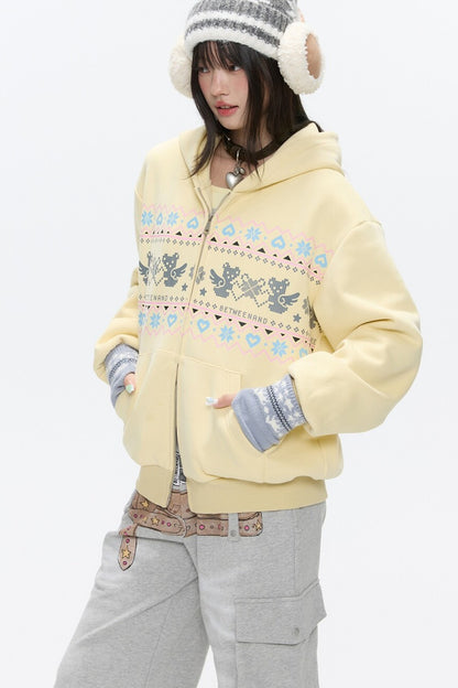 Yellow Bear Fair Isle Hoodie
