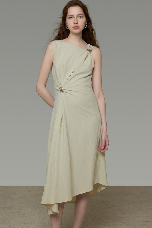 Off-Shoulder Metal Buckle Dress