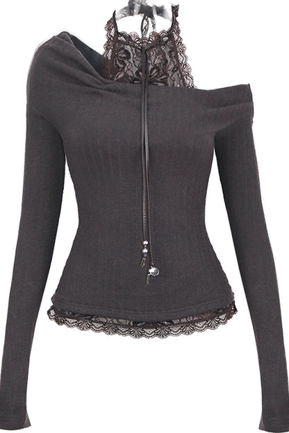 Lace Knit Layered-Look Inner Top