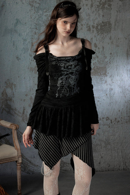 Vintage Off-Shoulder Spaghetti Dress