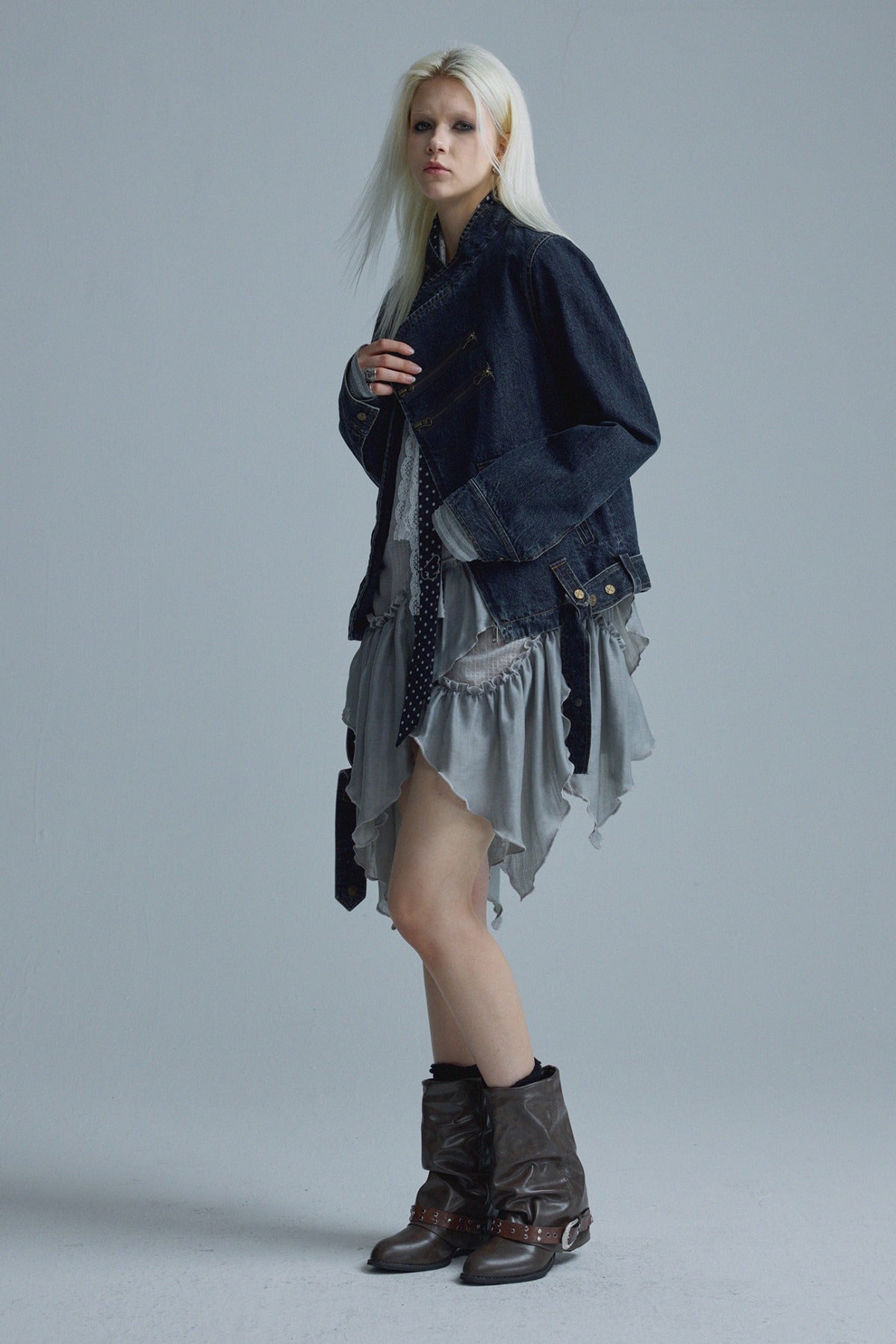 Distressed Chain Denim Jacket
