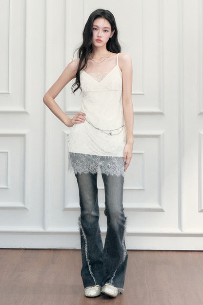 Eyelash Lace Patchwork Layered Camisole