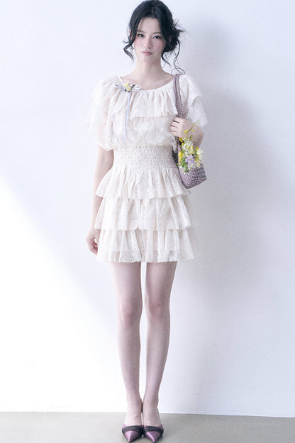 Layered Lace Ruffle Dress