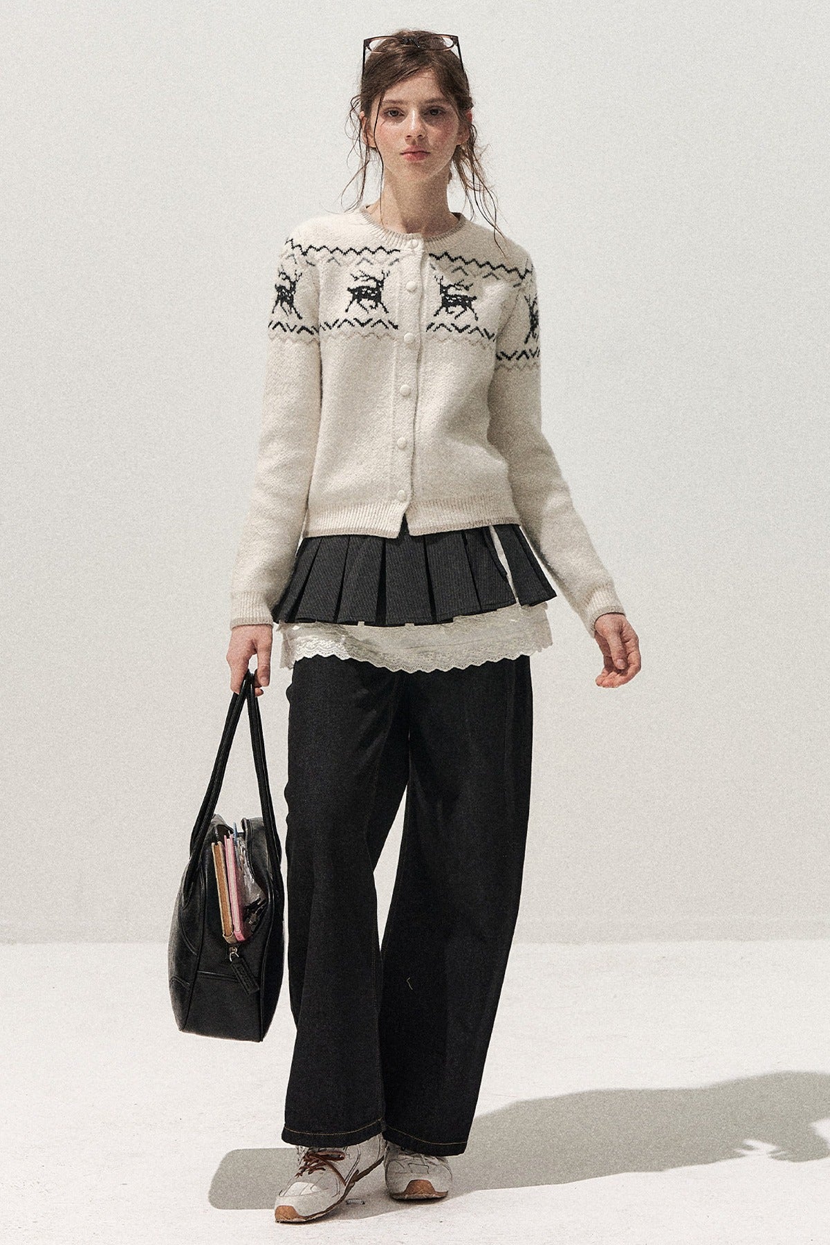Deer Fair Isle Knit Cardigan