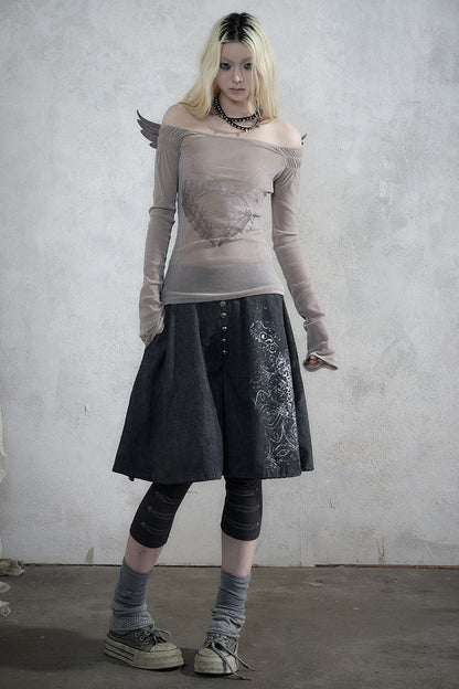 Punk Print Layered-Look Skirt