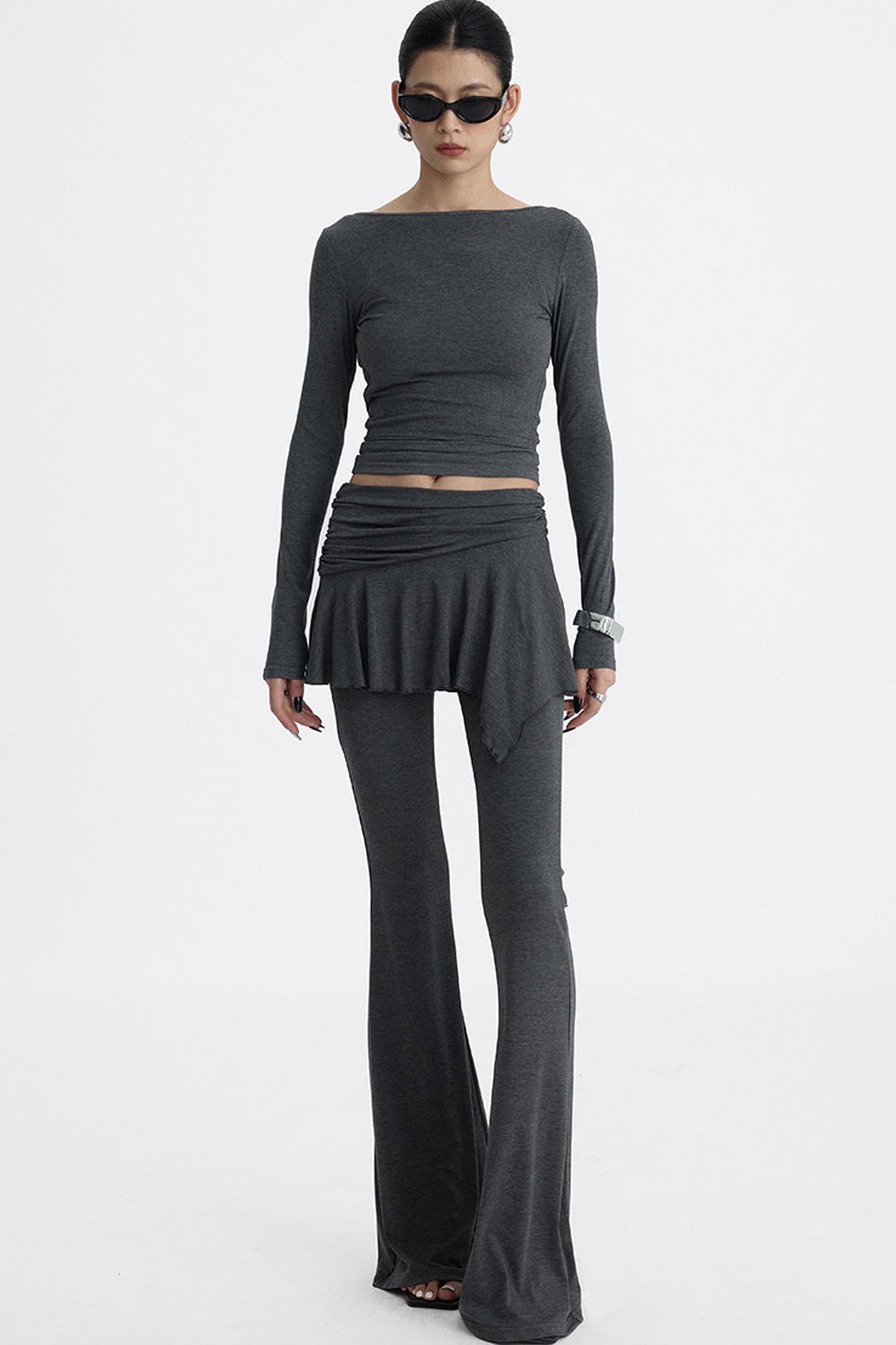 Faux Two-Piece Lyocell Flared Pants Set-Up