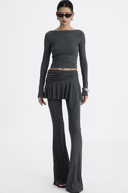 Faux Two-Piece Lyocell Flared Pants Set-Up