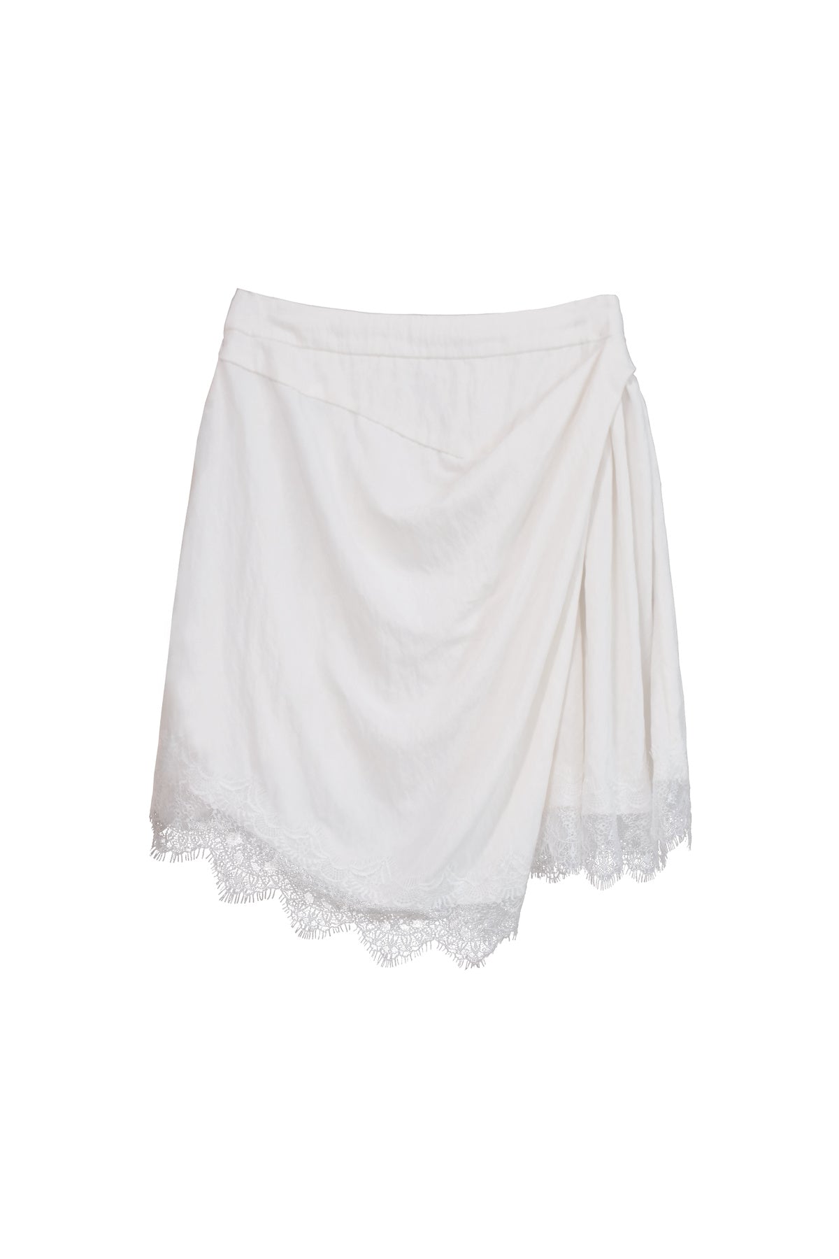 Asymmetrical Pleated A-Line Lace Trim Skirt