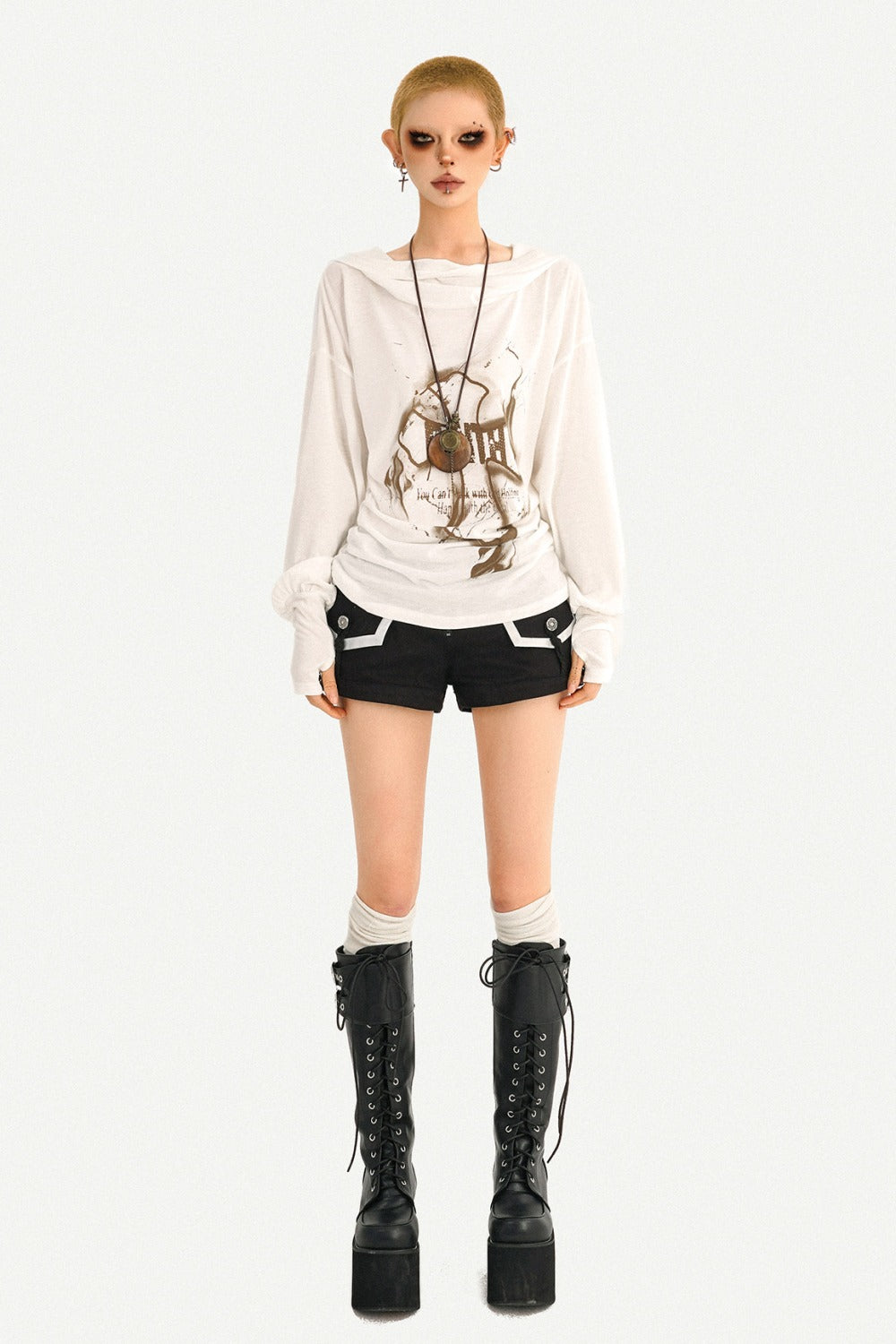 Wasteland Style Hooded Long Sleeve T-Shirt